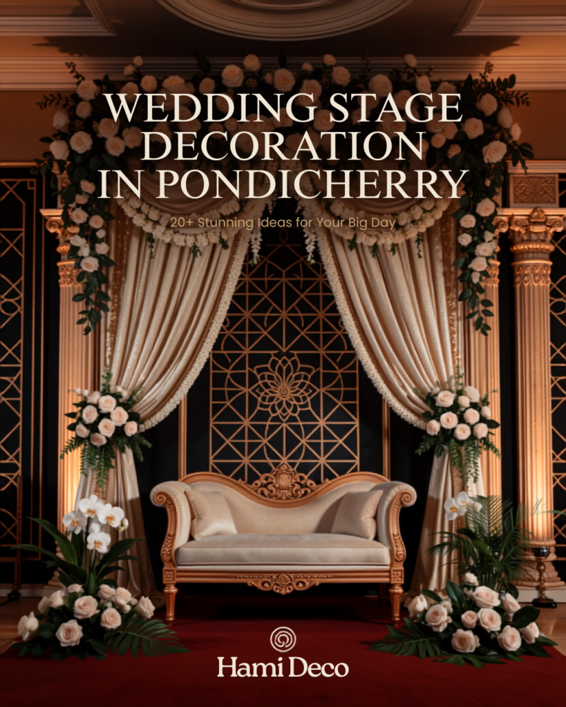 Wedding Stage Decoration in Pondicherry – Explore stunning floral, traditional, luxury and modern stage decoration ideas for your dream wedding.
